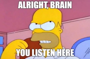 Homer Simpson talking to his brain meme